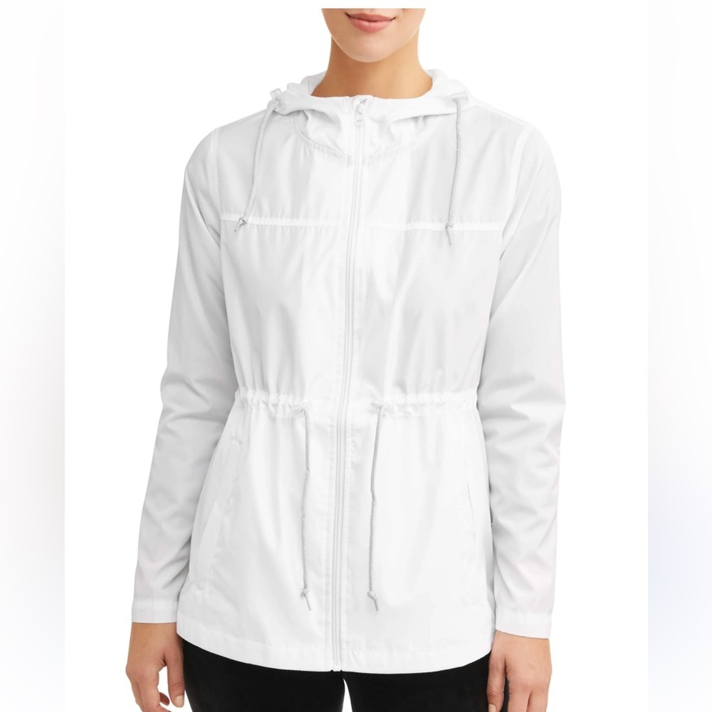 Weather Tamer white packable water resistant jacket large